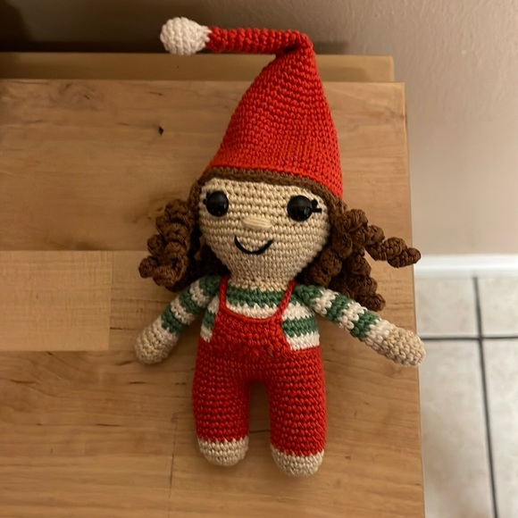 Handcrafted Elf Doll Holiday Christmas Decor Amigurui Crochet - Picture 7 of 11